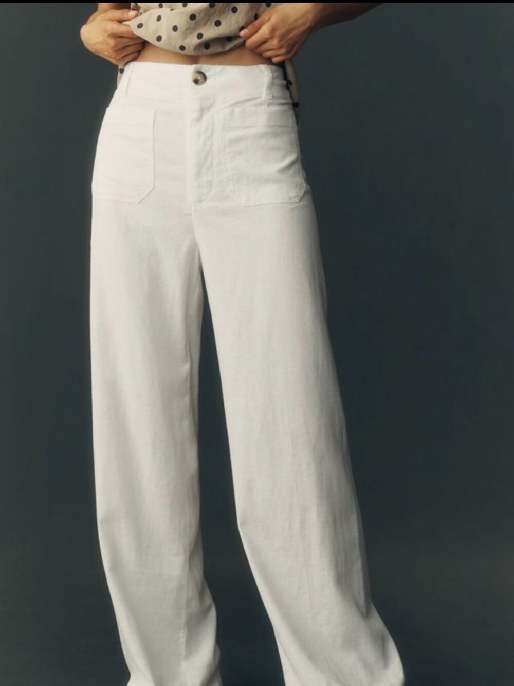 Maeve The Colette Full-Length Wide Leg Pants, Beachy Linen Edition Chalk 31